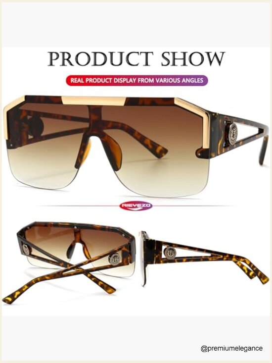 Square Oversized Sunglasses Flat Top Shield Sun Glasses Unisex One Lens